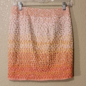 Anthropology Orangish Embroidery Mini Skirt